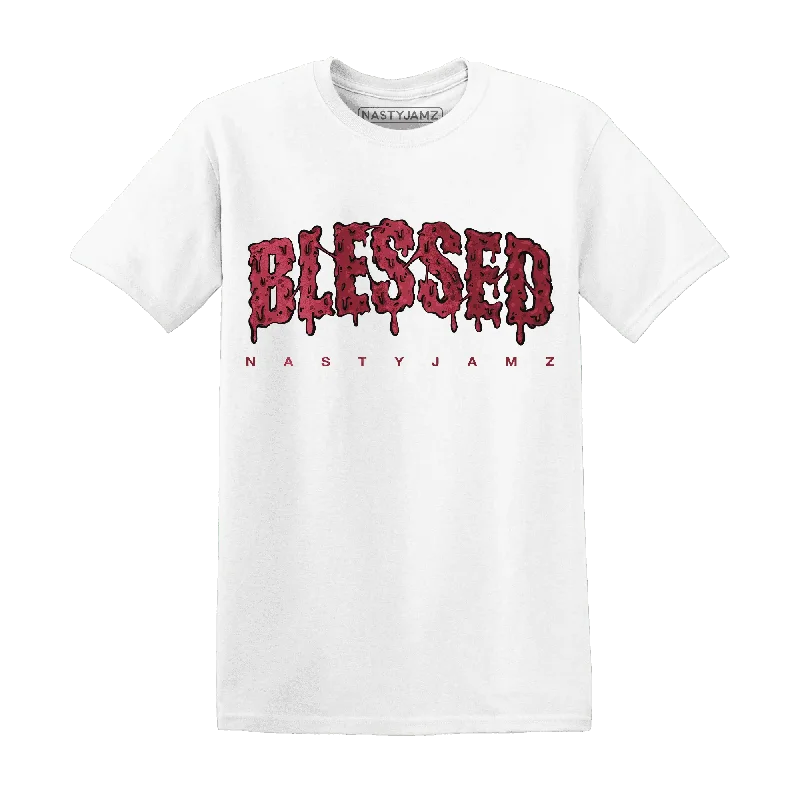 NastyJamz High 85 Metallic Burgundy 1s T Shirt Match Blessed Text