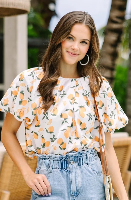 It's All For You Off White Lemon Print Blouse