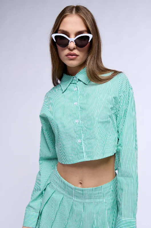 LILY POPLIN STRIPE BUTTON DOWN