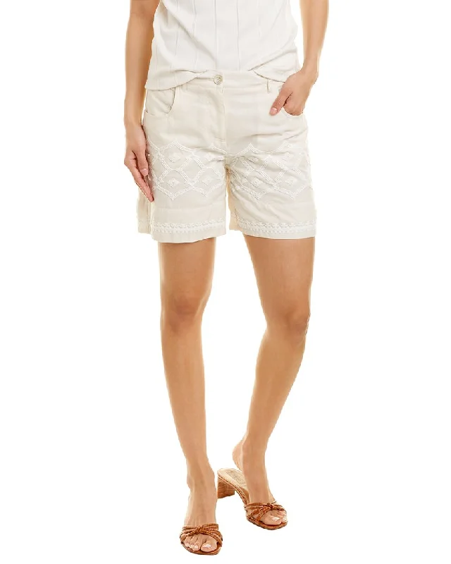 Lorena Antoniazzi Embroidered Linen-Blend Short