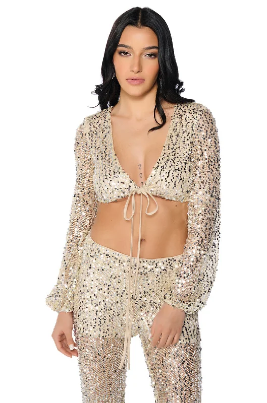 RIGHT DECISION SEQUIN TIE AROUND TOP