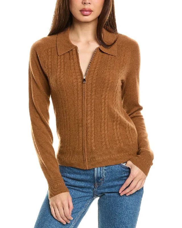 InCashmere Zip Front Cashmere Cardigan