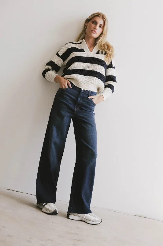 Ozzie Striped Sweater in Navy