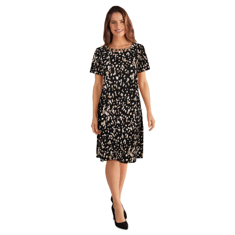 Classic Editions Women's Short Sleeve Printed Dress