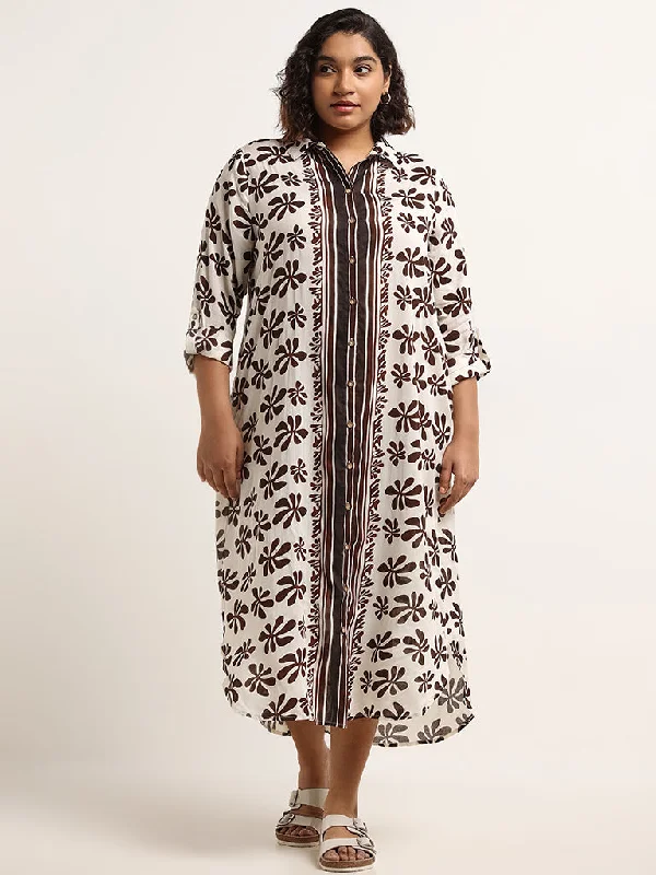 Gia White Printed Shirt Dress