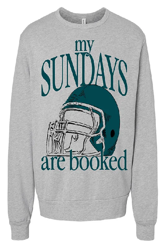 My Sundays Are Booked Green Light Grey Oversized Graphic Sweatshirt