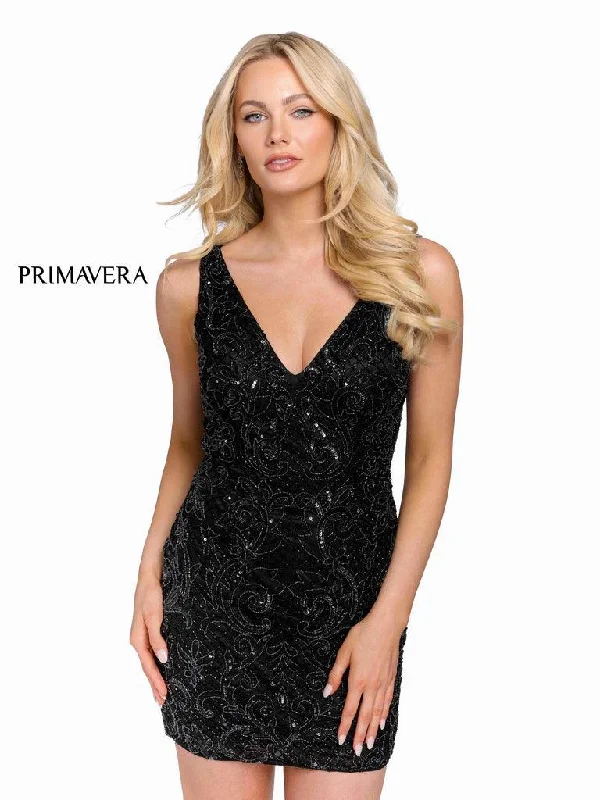 Primavera Couture Short Sleeveless Prom Dress 3825