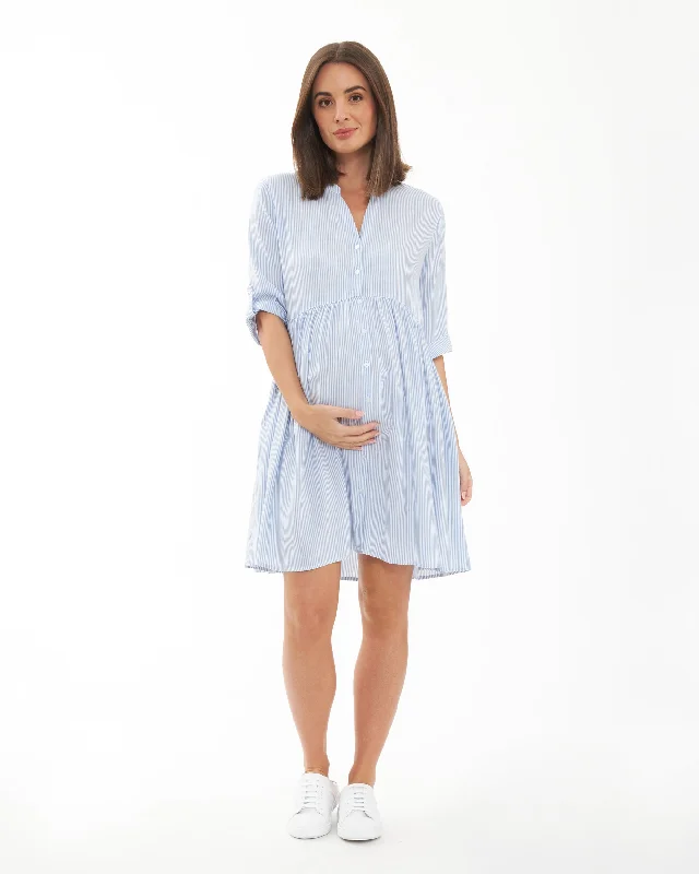 Sam Stripe Dress  Sky Blue / White