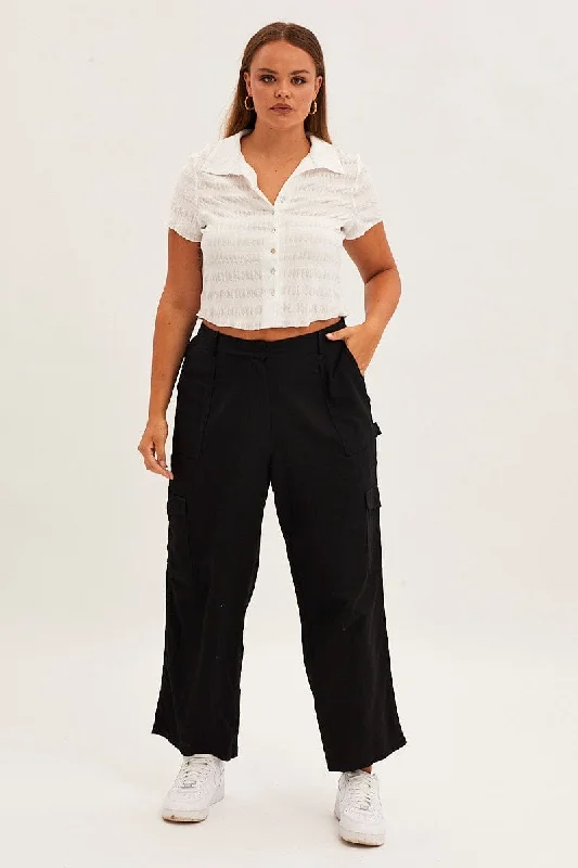 Black Cargo Pants High Rise