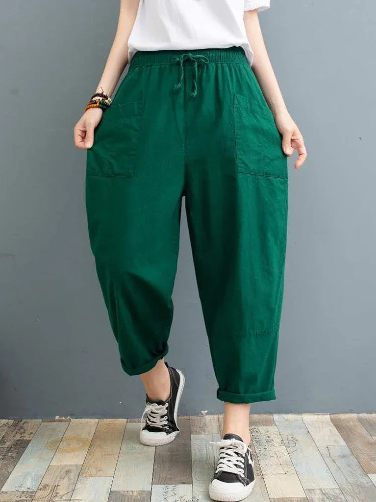 Women's Fashion Designer Women's Cotton Linen Harem Pants